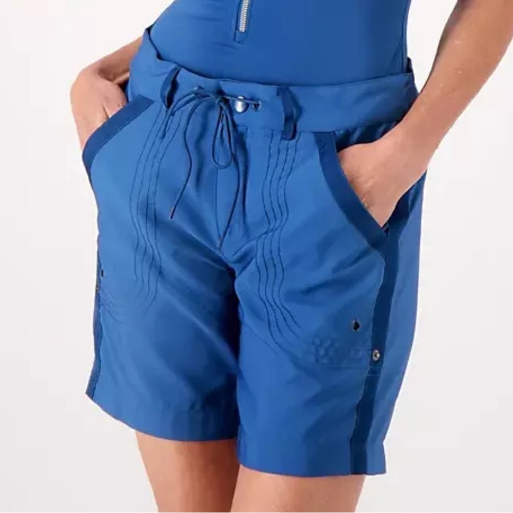 Jantzen Adjustable Roll-Up Women’s Bermuda Shorts Moroccan Blue Sz S w/Pockets